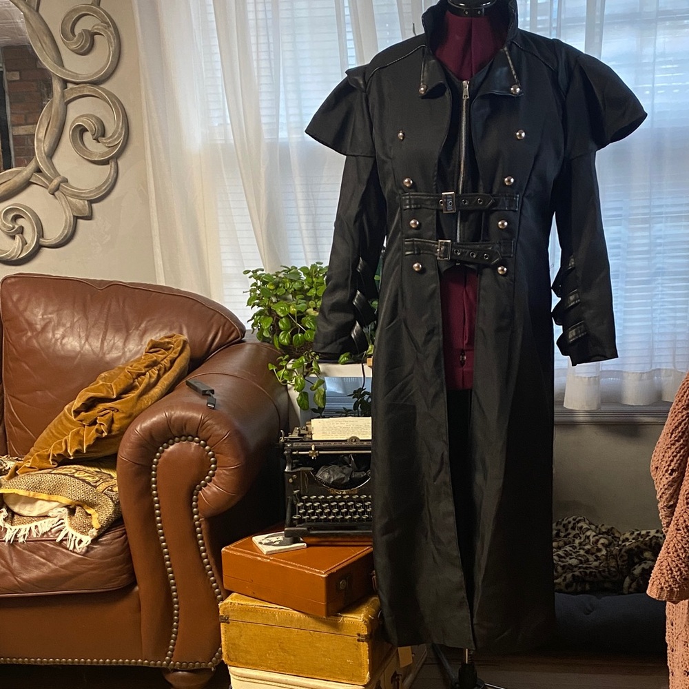 Men's Black Steampunk Trench Coat